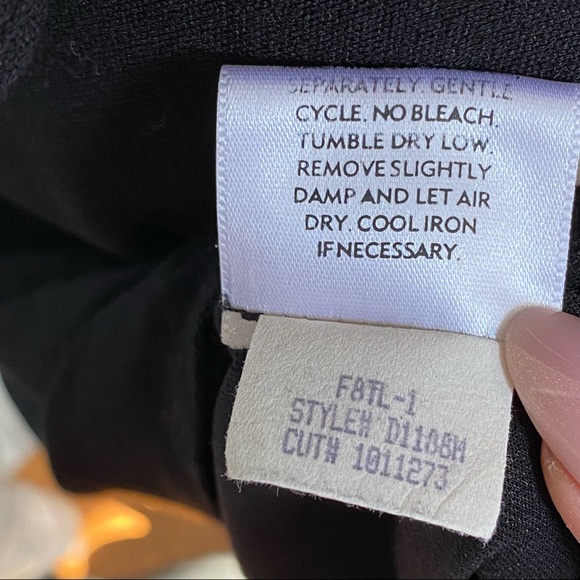 Eileen fisher black low v-neck long sleeve stretchy relaxed fit midi dress - Picture 8 of 8